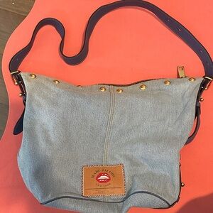 Marc Jacobs Blue Denim Sling Bag with Gold Accents